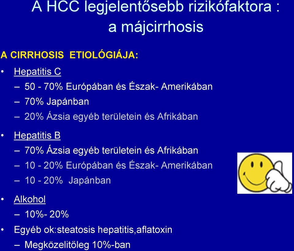 Hepatitis B 70% Ázsia egyéb területein és Afrikában 10-20% Európában és Észak- Amerikában