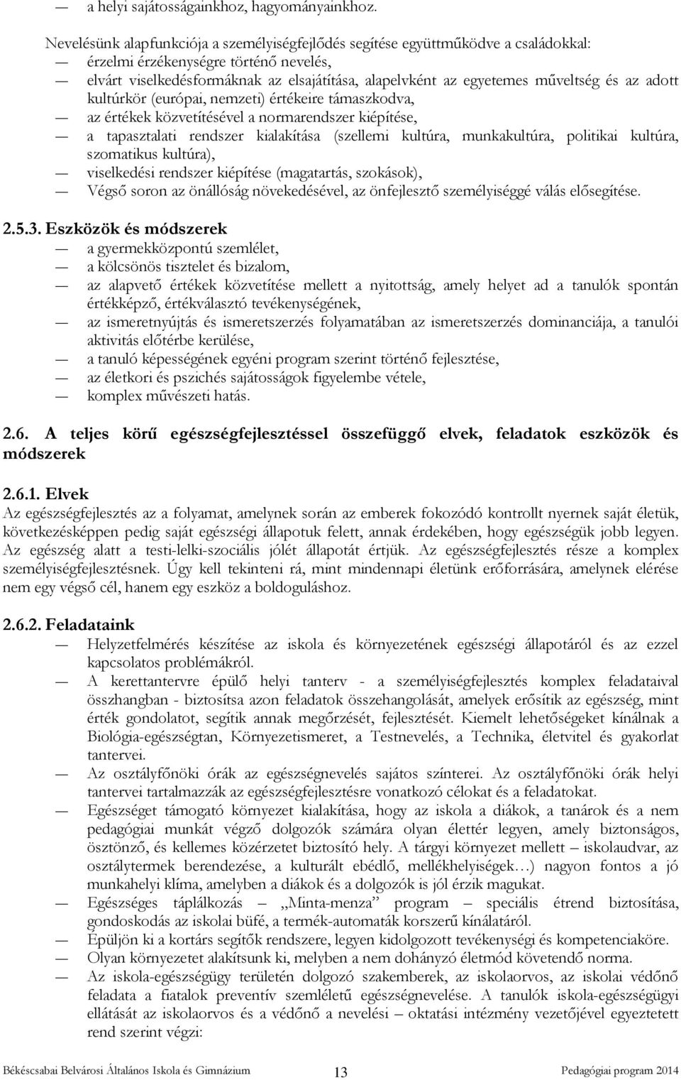 műveltség és az adott kultúrkör (európai, nemzeti) értékeire támaszkodva, az értékek közvetítésével a normarendszer kiépítése, a tapasztalati rendszer kialakítása (szellemi kultúra, munkakultúra,