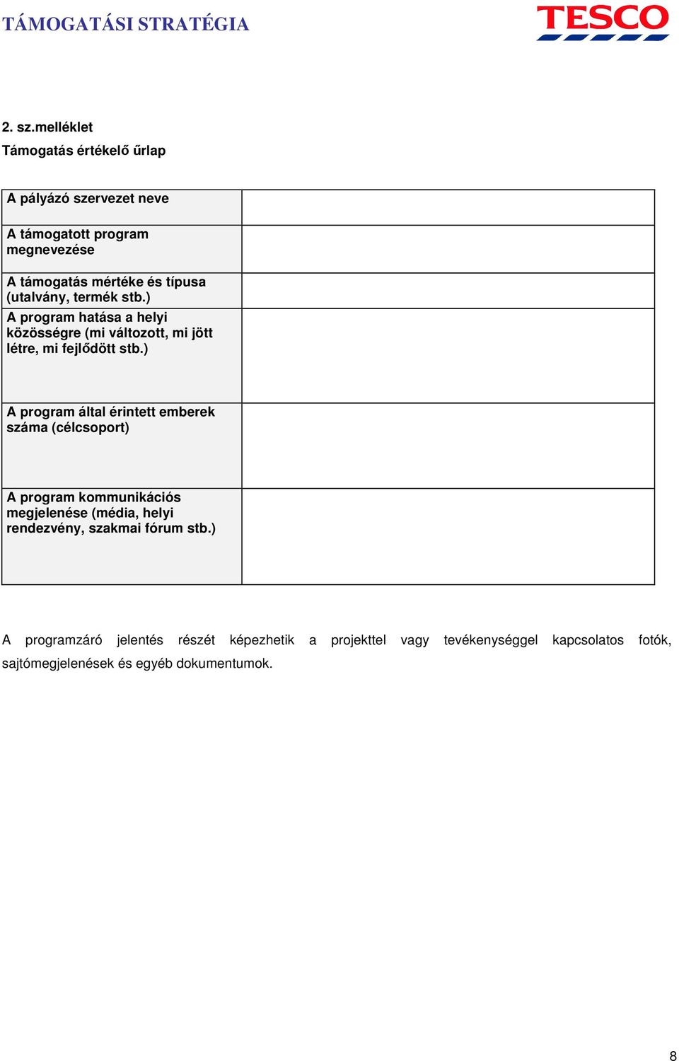 (utalvány, termék stb.) A program hatása a helyi közösségre (mi változott, mi jött létre, mi fejlődött stb.