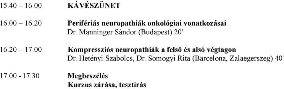 Manninger Sándor (Budapest) 20' 16.20 17.