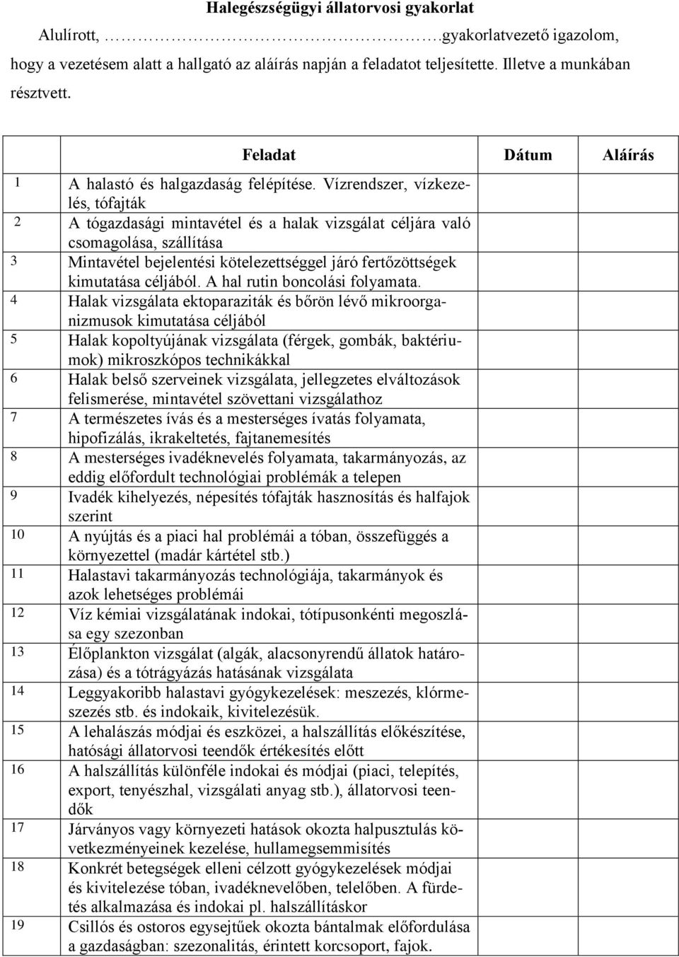 Vízrendszer, vízkezelés, tófajták 2 A tógazdasági mintavétel és a halak vizsgálat céljára való csomagolása, szállítása 3 Mintavétel bejelentési kötelezettséggel járó fertőzöttségek kimutatása