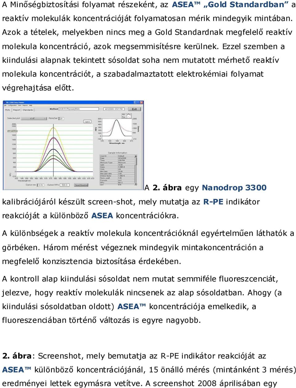 Ezzel szemben a kiindulási alapnak tekintett sósoldat soha nem mutatott mérhető reaktív molekula koncentrációt, a szabadalmaztatott elektrokémiai folyamat végrehajtása előtt. A 2.