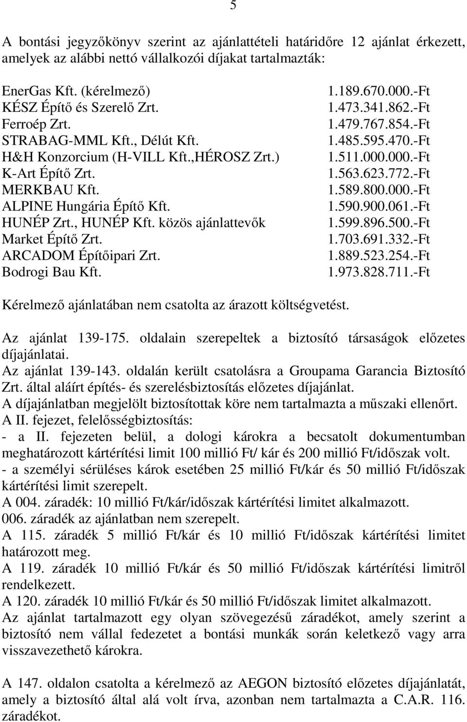 ARCADOM Építőipari Zrt. Bodrogi Bau Kft. 1.189.670.000.-Ft 1.473.341.862.-Ft 1.479.767.854.-Ft 1.485.595.470.-Ft 1.511.000.000.-Ft 1.563.623.772.-Ft 1.589.800.000.-Ft 1.590.900.061.-Ft 1.599.896.500.