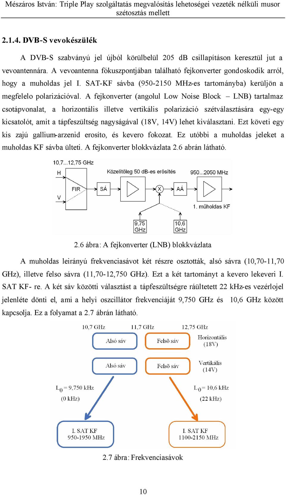 A fejkonverter (angolul Low Noise Block LNB) tartalmaz csotápvonalat, a horizontális illetve vertikális polarizáció szétválasztására egy-egy kicsatolót, amit a tápfeszültség nagyságával (18V, 14V)