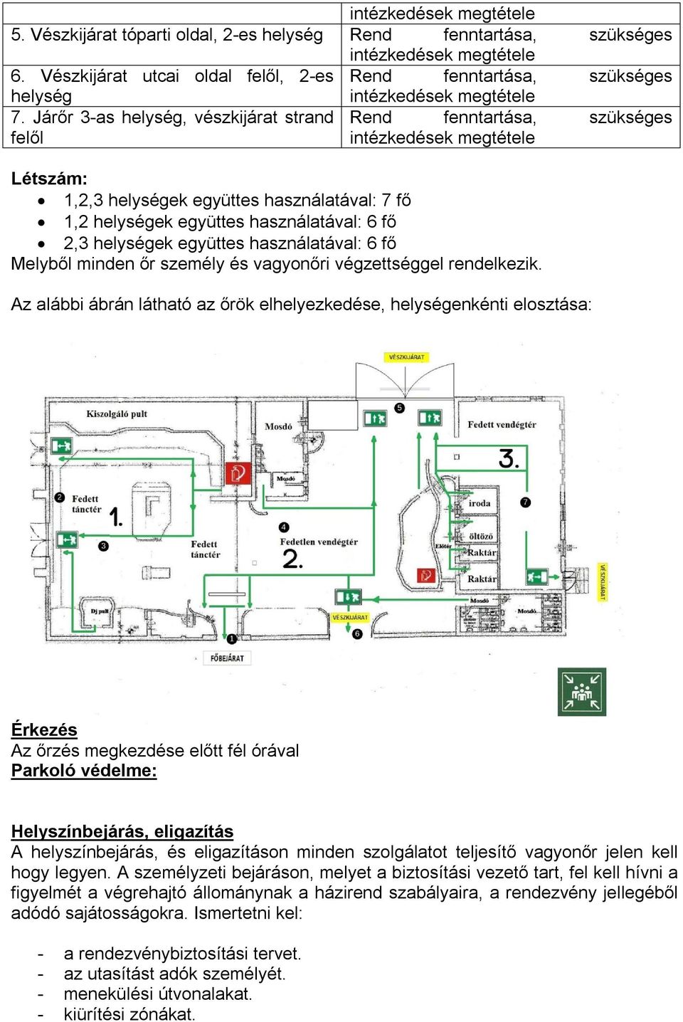 használatával: 6 fő 2,3 helységek együttes használatával: 6 fő Melyből minden őr személy és vagyonőri végzettséggel rendelkezik.