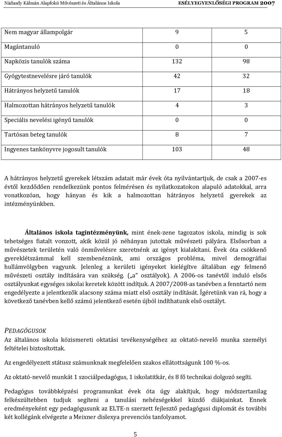 kezdődően rendelkezünk pontos felmérésen és nyilatkozatokon alapuló adatokkal, arra vonatkozóan, hogy hányan és kik a halmozottan hátrányos helyzetű gyerekek az intézményünkben.