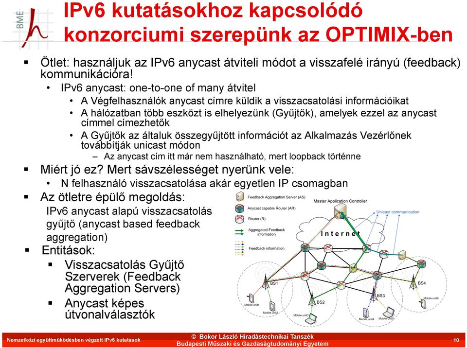 címezhetők A Gyűjtők az általuk összegyűjtött információt az Alkalmazás Vezérlőnek továbbítják unicast módon Az anycast cím itt már nem használható, mert loopback történne Miért jó ez?