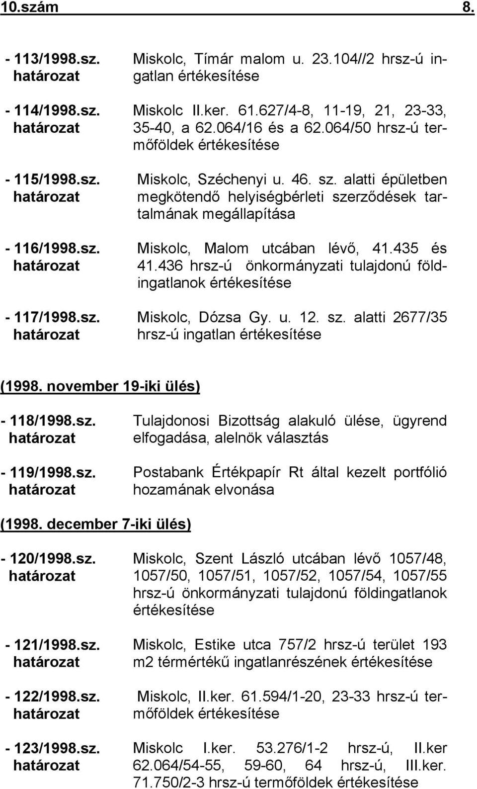 alatti épületben megkötendő helyiségbérleti szerződések tartalmának megállapítása Miskolc, Malom utcában lévő, 41.435 és 41.