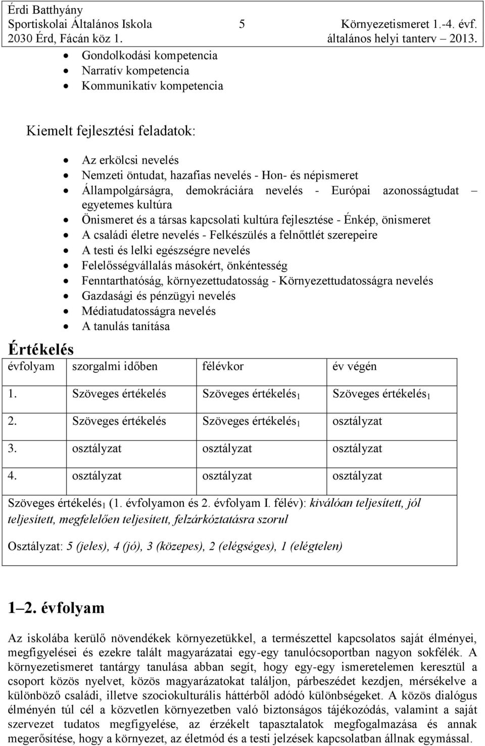 demokráciára nevelés - Európai azonosságtudat egyetemes kultúra Önismeret és a társas kapcsolati kultúra fejlesztése - Énkép, önismeret A családi életre nevelés - Felkészülés a felnőttlét szerepeire