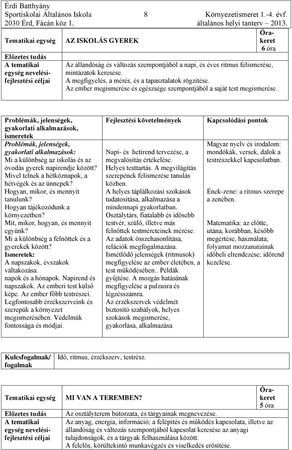 Mivel telnek a hétköznapok, a hétvégék és az ünnepek? Hogyan, mikor, és mennyit tanulunk? Hogyan tájékozódunk a környezetben? Mit, mikor, hogyan, és mennyit együnk?