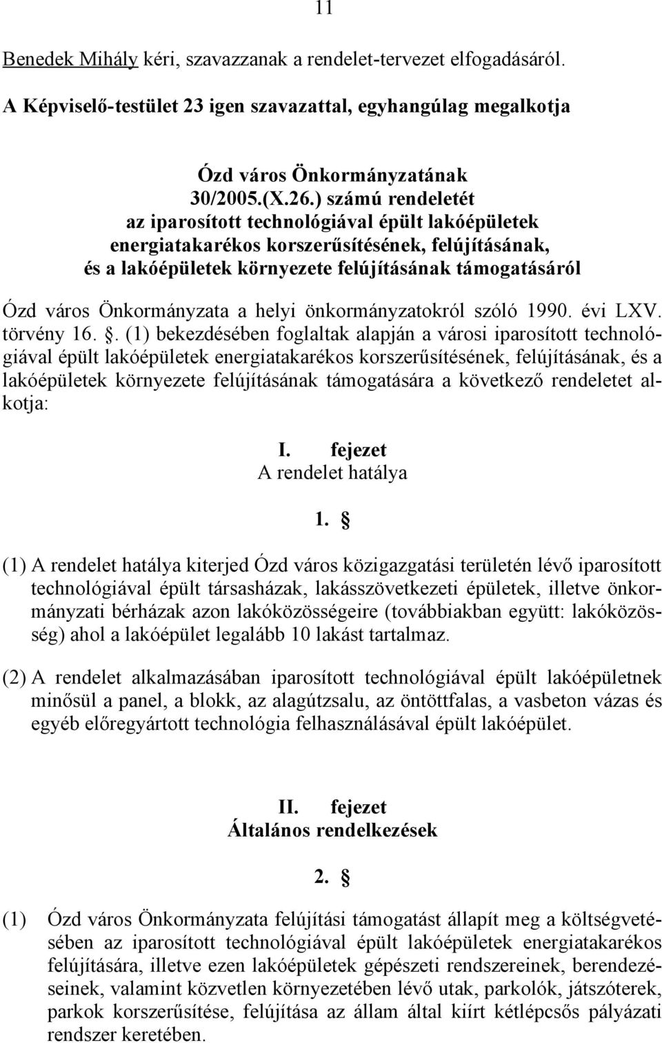 a helyi önkormányzatokról szóló 1990. évi LXV. törvény 16.