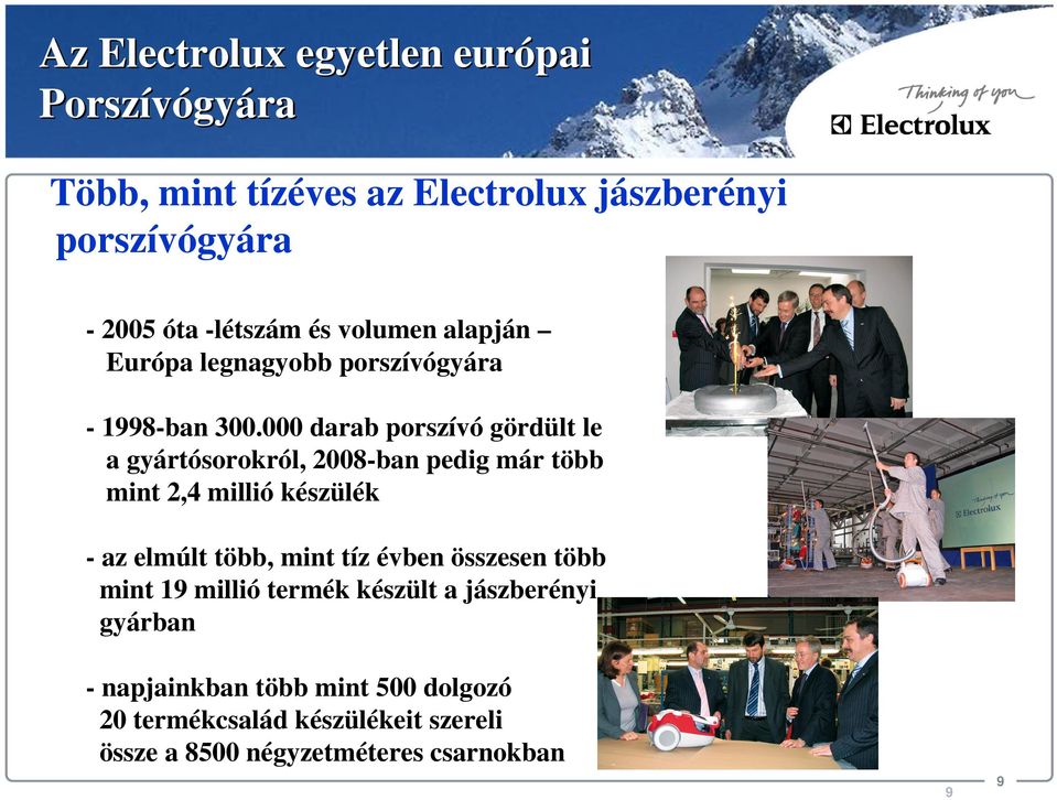 000 darab porszívó gördült le a gyártósorokról, 2008-ban pedig már több mint 2,4 millió készülék - az elmúlt több, mint tíz