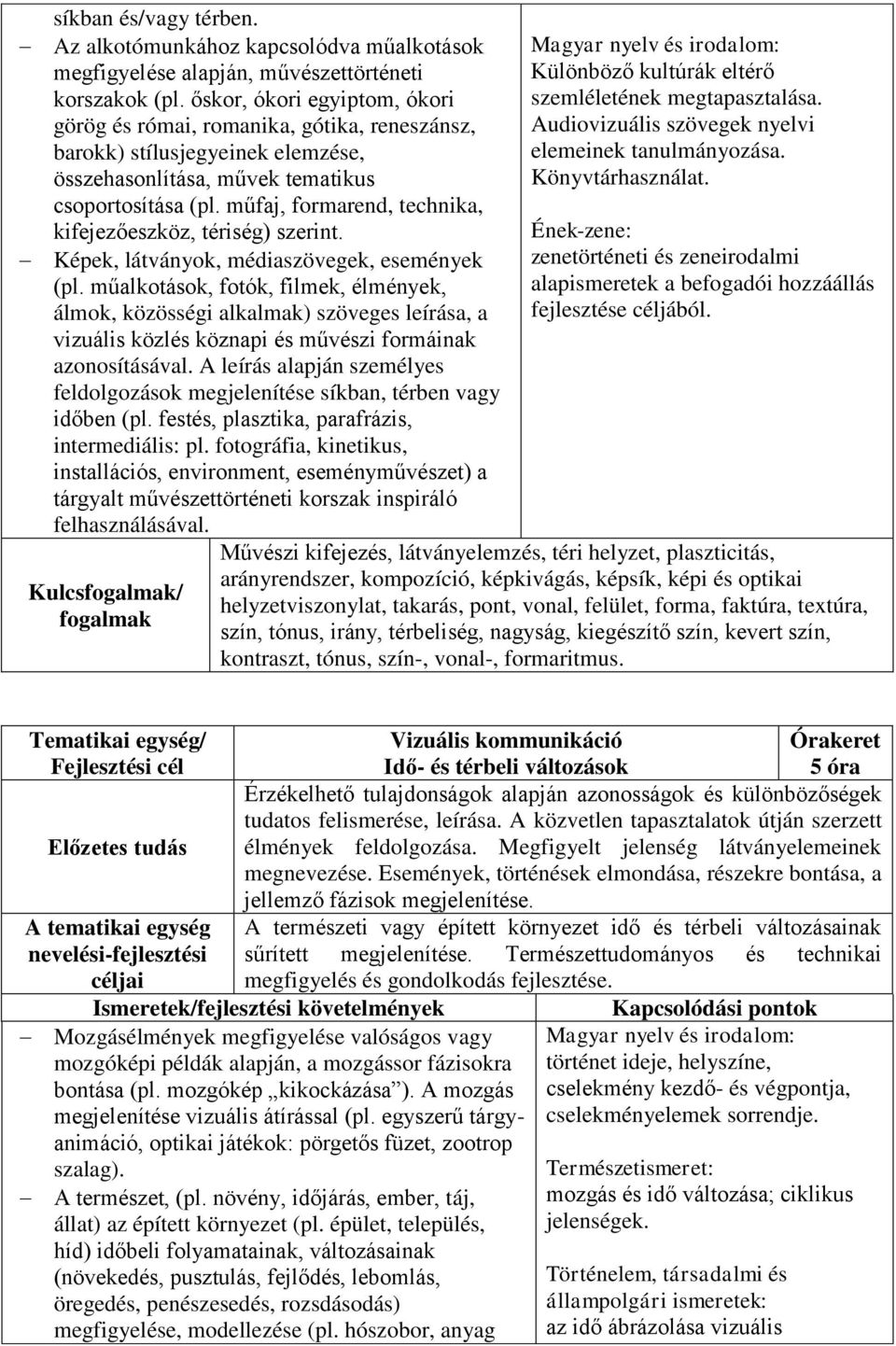 műfaj, formarend, technika, kifejezőeszköz, tériség) szerint. Képek, látványok, médiaszövegek, események (pl.