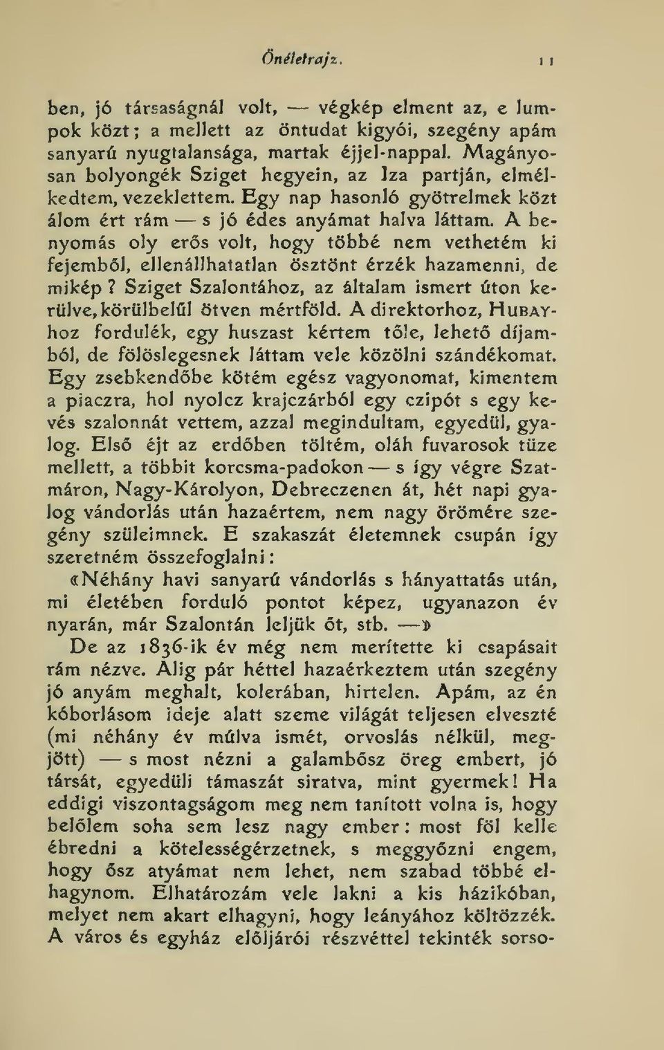 A benyomás oly ers volt, hogy többé nem vethetem ki fejembl, ellenállhatatlan ösztönt érzék hazamenni, de mikép? Sziget Szalontához, az általam ismert úton kerülve, körülbelül ötven mértföld.