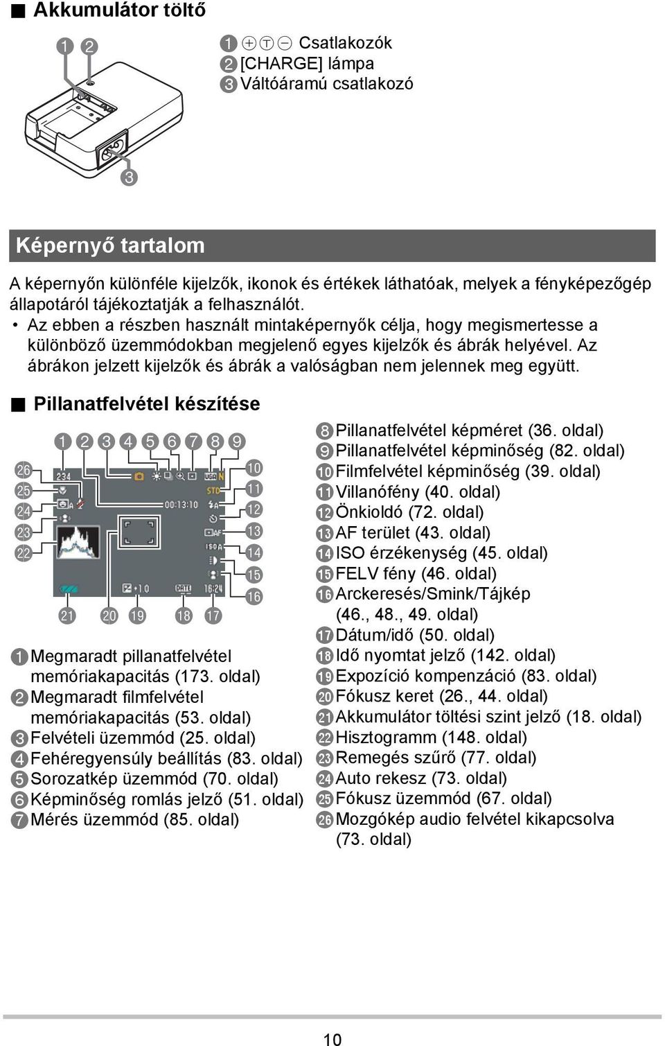 Az ábrákon jelzett kijelzők és ábrák a valóságban nem jelennek meg együtt.