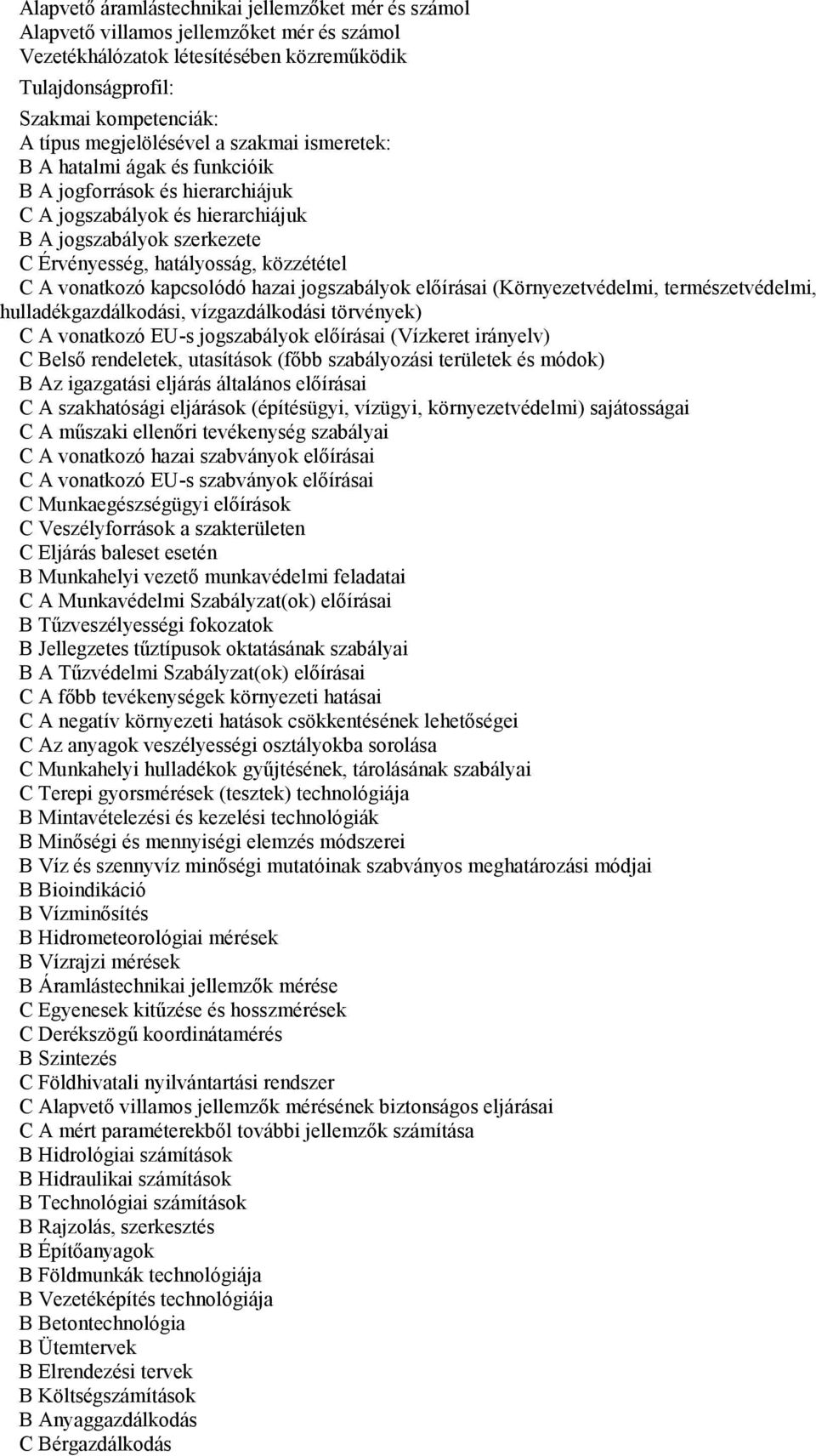 C A vonatkozó kapcsolódó hazai jogszabályok előírásai (, természetvédelmi, hulladékgazdálkodási, vízgazdálkodási törvények) C A vonatkozó EUs jogszabályok előírásai (Vízkeret irányelv) C Belső