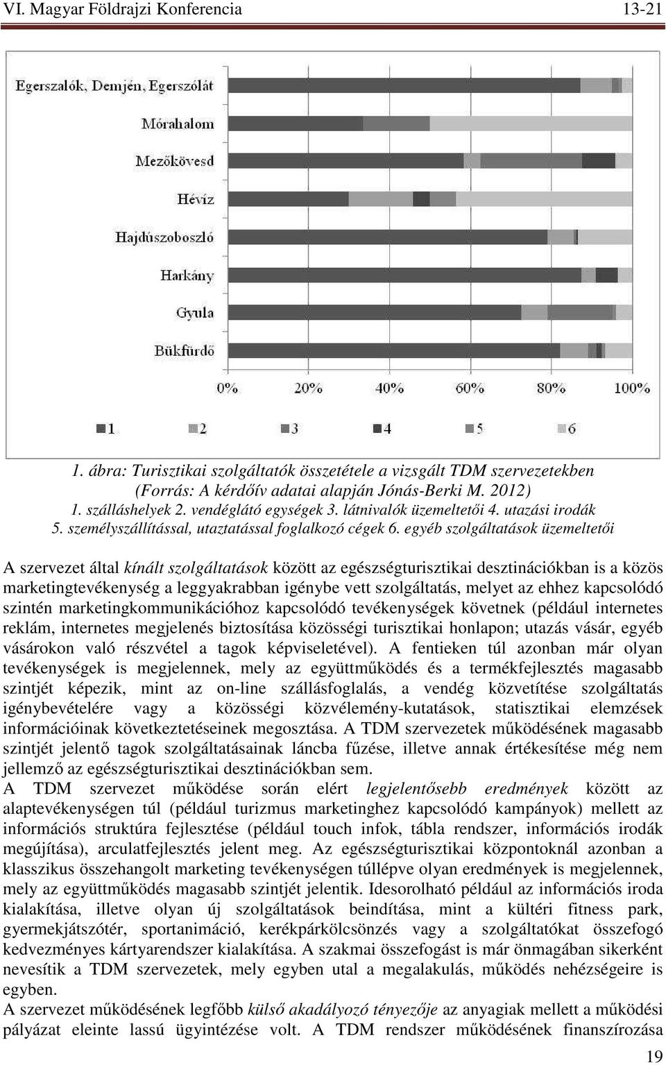 egyéb szolgáltatások üzemeltetıi A szervezet által kínált szolgáltatások között az egészségturisztikai desztinációkban is a közös marketingtevékenység a leggyakrabban igénybe vett szolgáltatás,