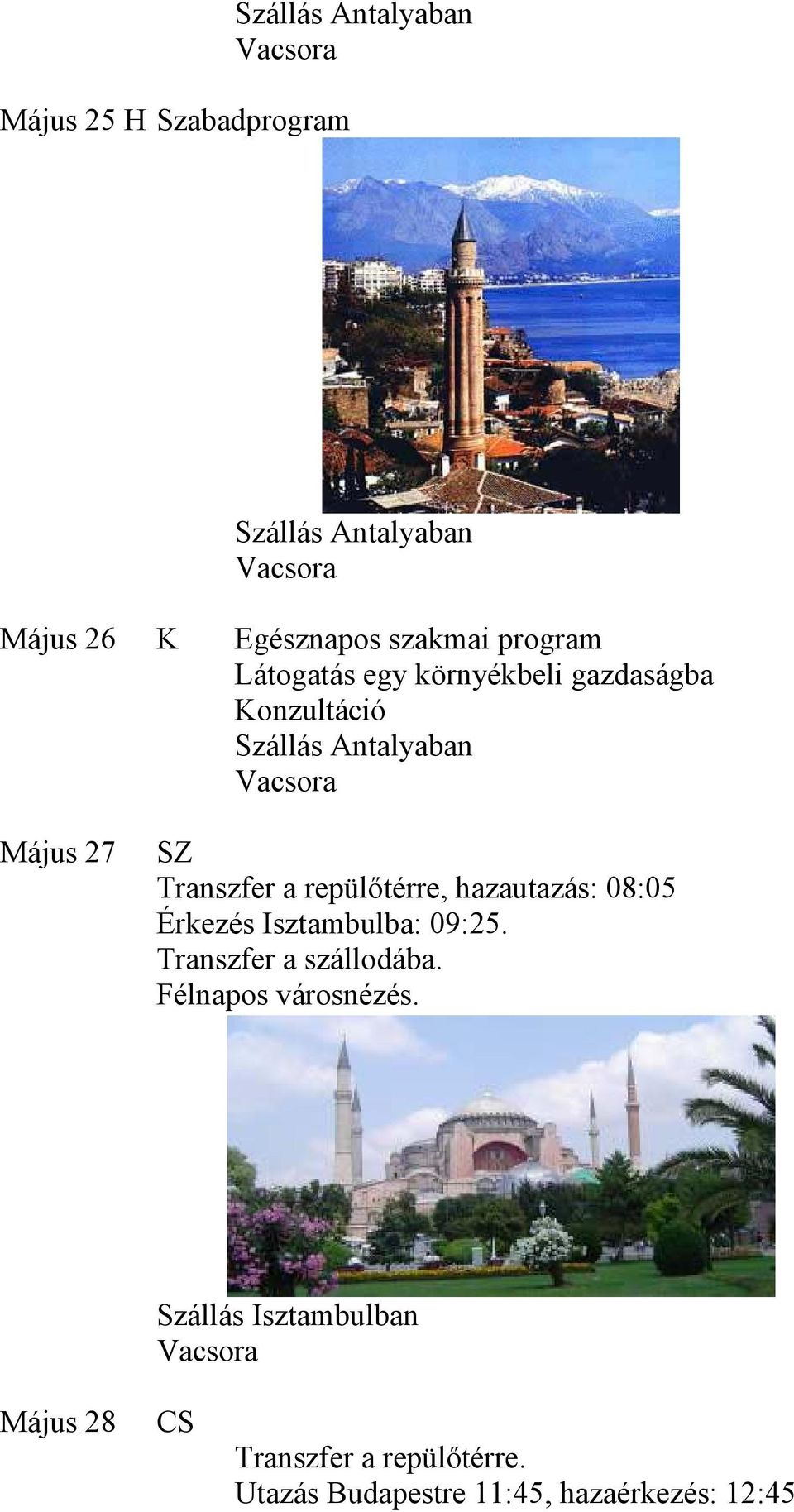 08:05 Érkezés Isztambulba: 09:25. Transzfer a szállodába. Félnapos városnézés.