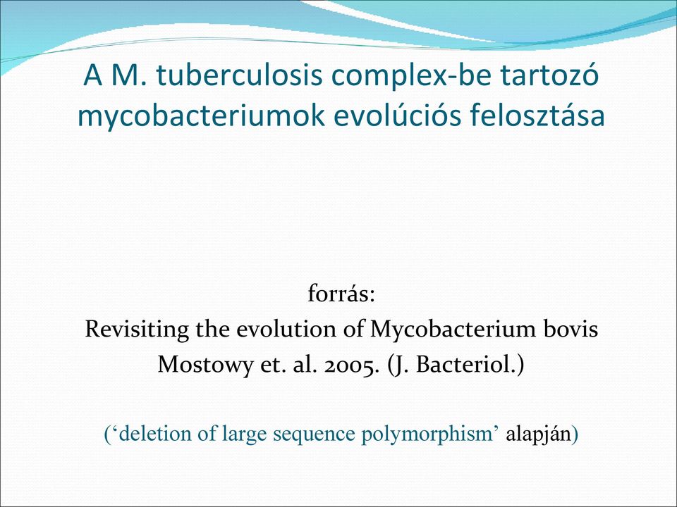 of Mycobacterium bovis Mostowy et. al. 2005. (J.