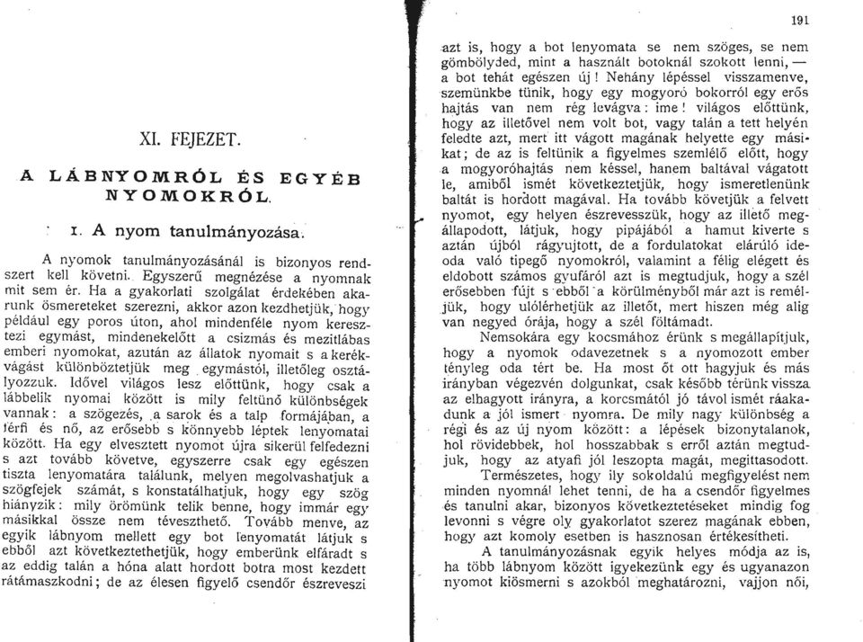 emberi nyomokat, azután az állatok nyomait s a kerékvágást különböztetjük meg egymástól, iijetőleo' osztál:yozz~k.