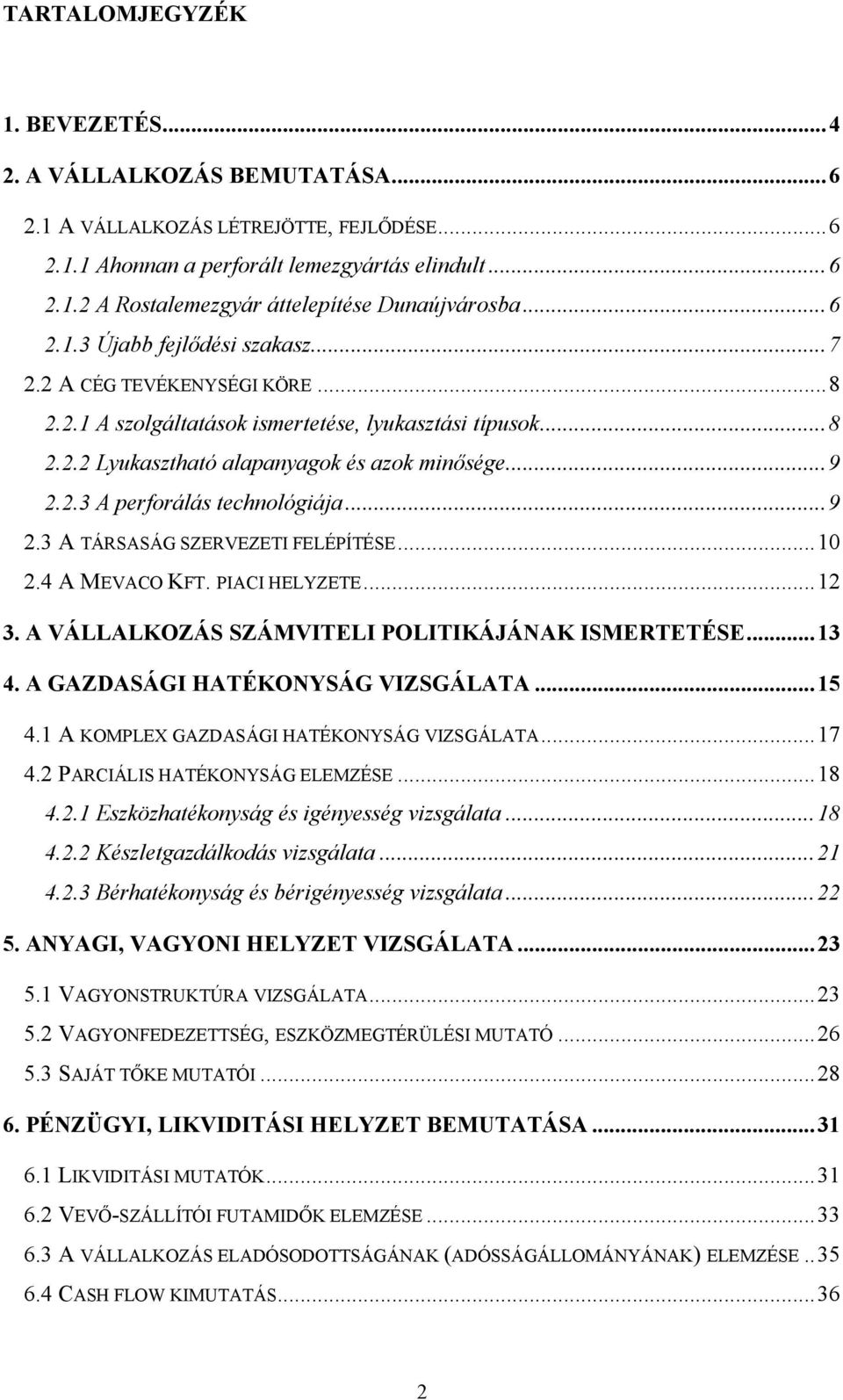 ..9 2.3 A TÁRSASÁG SZERVEZETI FELÉPÍTÉSE...10 2.4 A MEVACO KFT. PIACI HELYZETE...12 3. A VÁLLALKOZÁS SZÁMVITELI POLITIKÁJÁNAK ISMERTETÉSE...13 4. A GAZDASÁGI HATÉKONYSÁG VIZSGÁLATA...15 4.