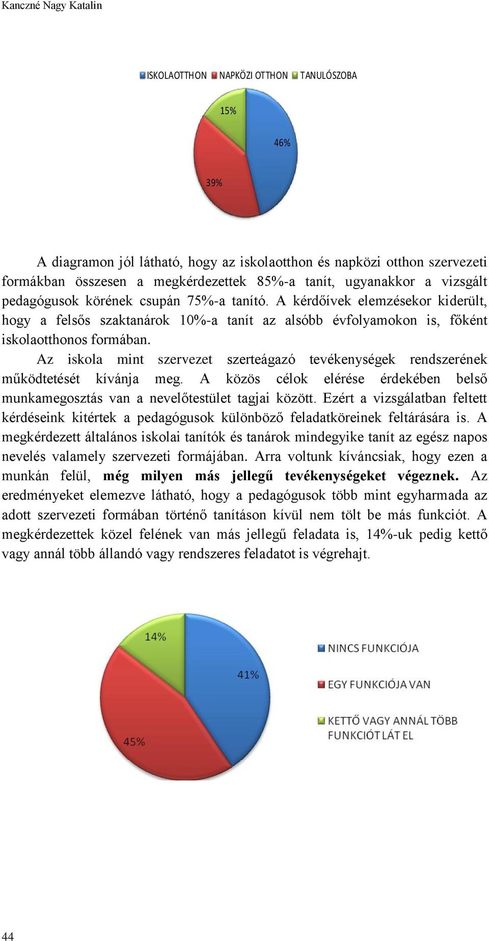 Az iskola mint szervezet szerteágazó tevékenységek rendszerének működtetését kívánja meg. A közös célok elérése érdekében belső munkamegosztás van a nevelőtestület tagjai között.