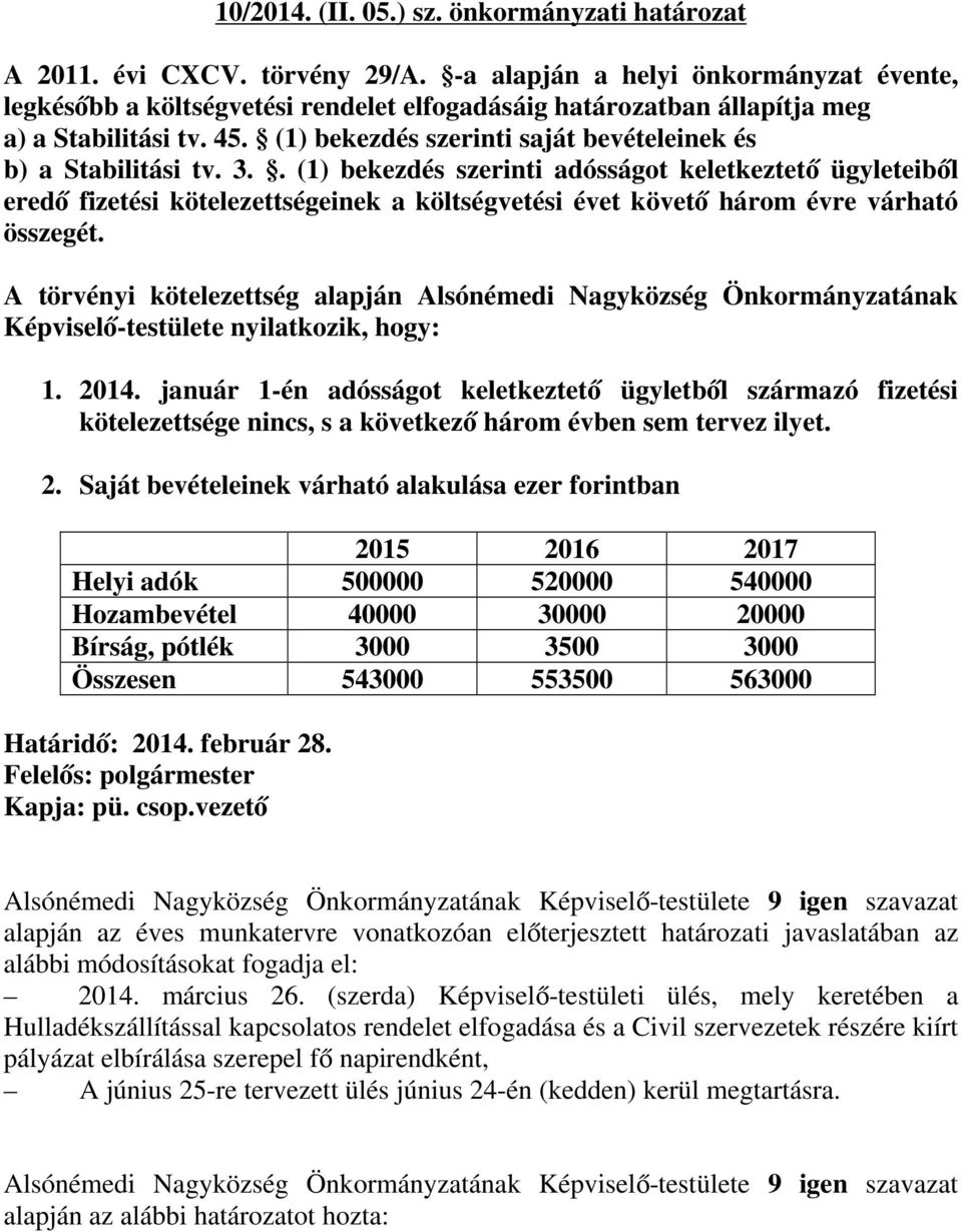 (1) bekezdés szerinti saját bevételeinek és b) a Stabilitási tv. 3.