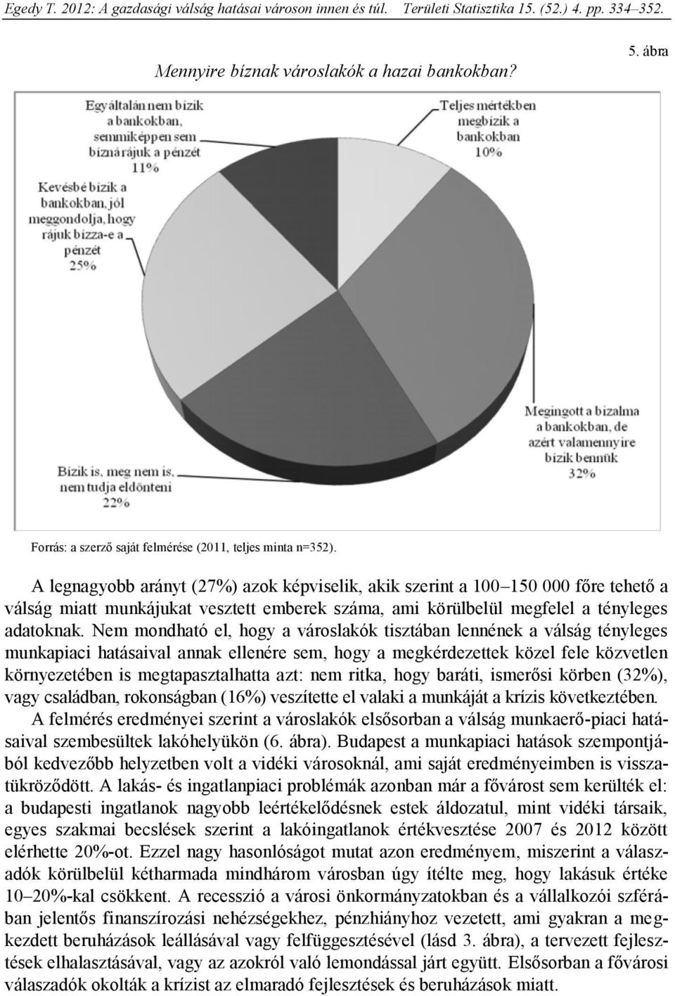 Nem mondható el, hogy a városlakók tisztában lennének a válság tényleges munkapiaci hatásaival annak ellenére sem, hogy a megkérdezettek közel fele közvetlen környezetében is megtapasztalhatta azt: