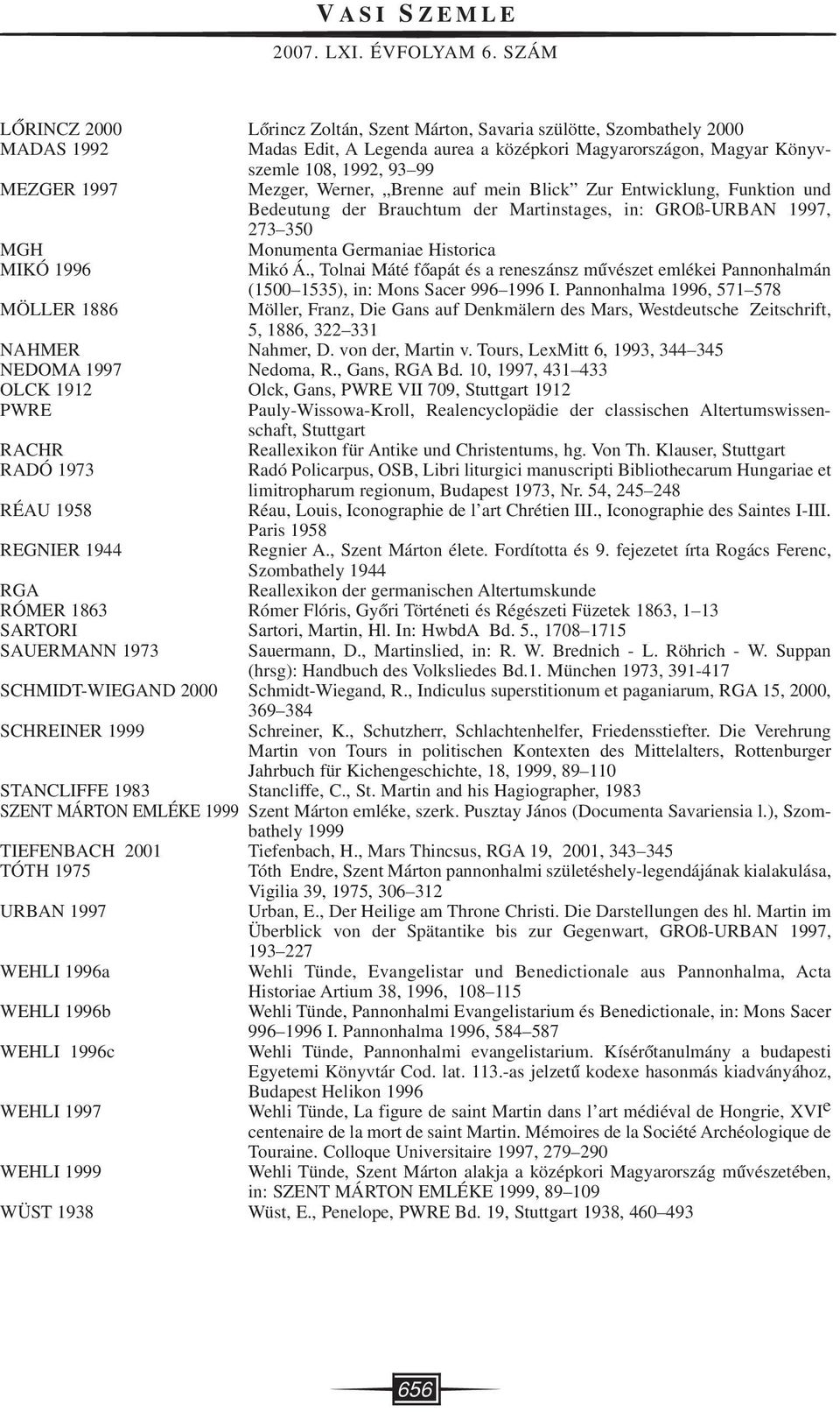 Mezger, Werner, Brenne auf mein Blick Zur Entwicklung, Funktion und Bedeutung der Brauchtum der Martinstages, in: GROß-URBAN 1997, 273 350 MGH Monumenta Germaniae Historica MIKÓ 1996 Mikó Á.