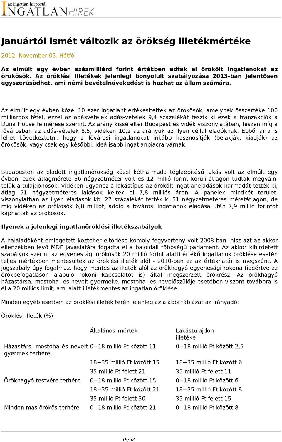 Az elmúlt egy évben közel 10 ezer ingatlant értékesítettek az örökösök, amelynek összértéke 100 milliárdos tétel, ezzel az adásvételek adás-vételek 9,4 százalékát teszik ki ezek a tranzakciók a Duna