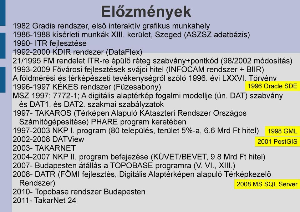 svájci hitel (INFOCAM rendszer + BIIR) A földmérési és térképészeti tevékenységről szóló 1996. évi LXXVI.