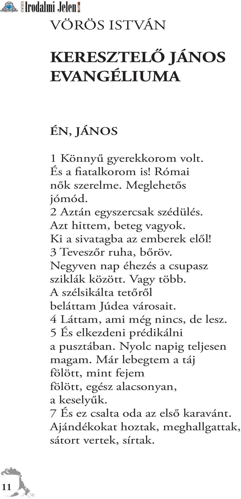 Vagy több. A szélsikálta tetőről beláttam Júdea városait. 4 Láttam, ami még nincs, de lesz. 5 És elkezdeni prédikálni a pusztában.