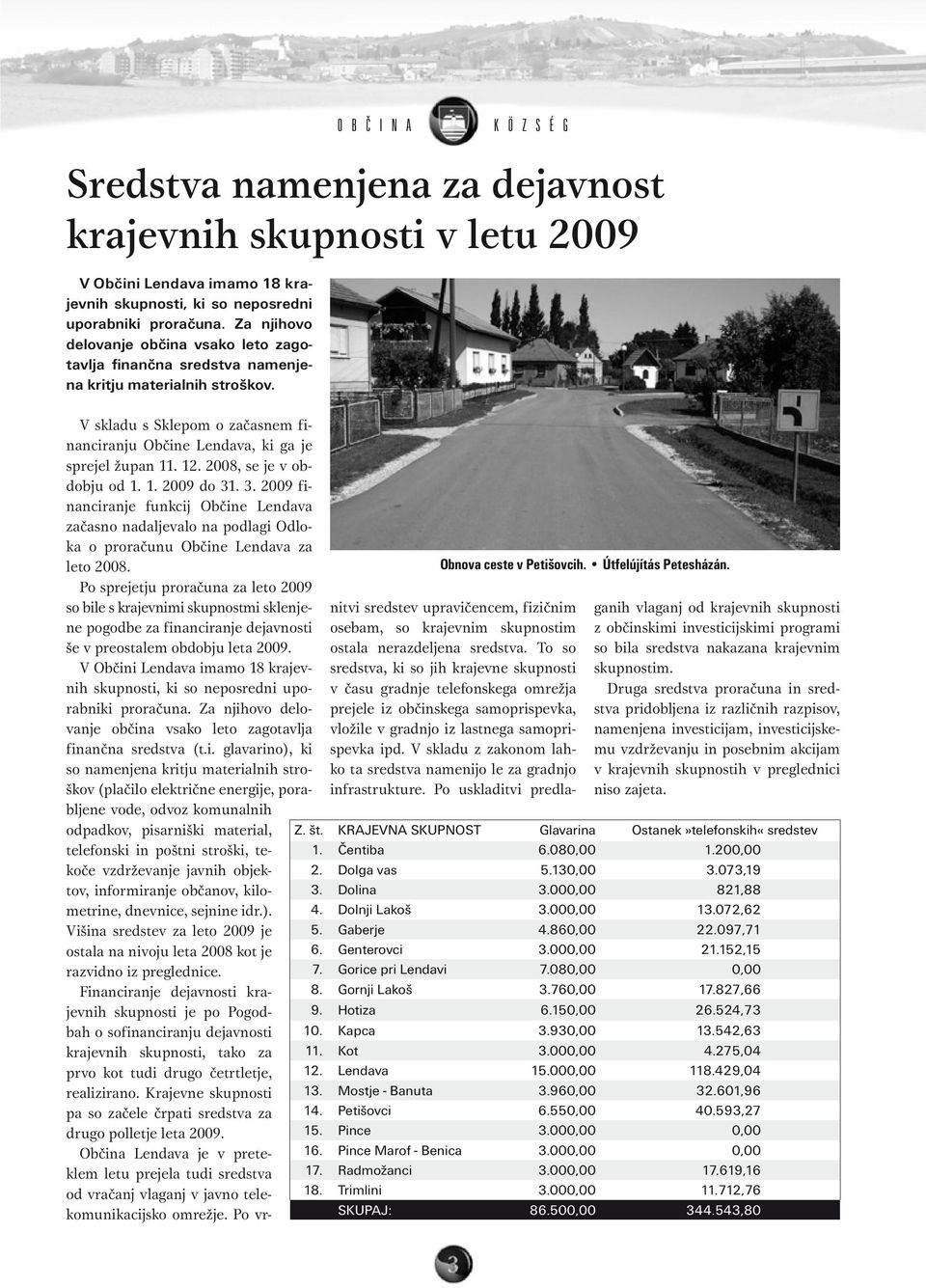 V skladu s Sklepom o začasnem finan ciranju Občine Lendava, ki ga je sprejel župan 11. 12. 2008, se je v obdobju od 1. 1. 2009 do 31