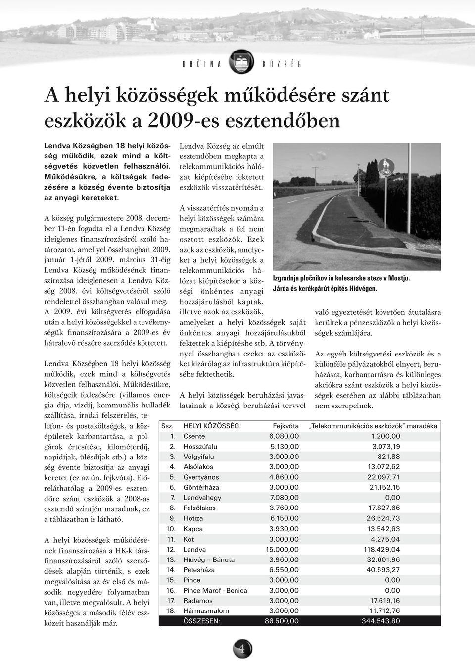 december 11-én fogadta el a Lendva Község ideiglenes finanszírozásáról szóló határozatot, amellyel összhangban 2009. január 1-jétől 2009.