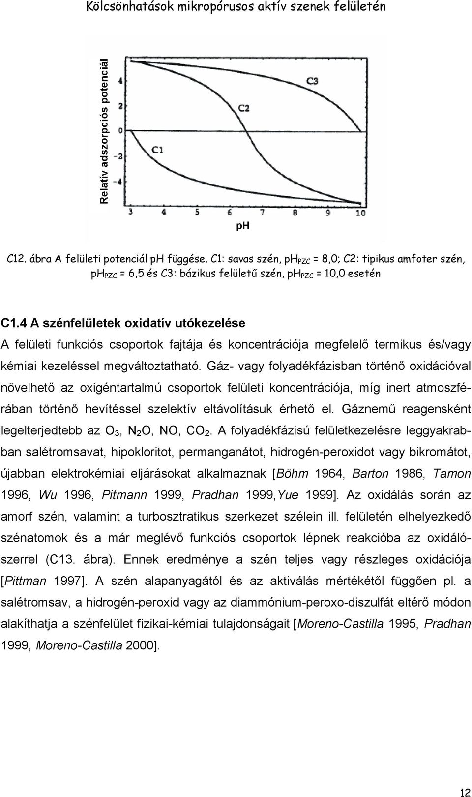 Gáz- vagy folyadékfázisban történő oxidációval növelhető az oxigéntartalmú csoportok felületi koncentrációja, míg inert atmoszférában történő hevítéssel szelektív eltávolításuk érhető el.