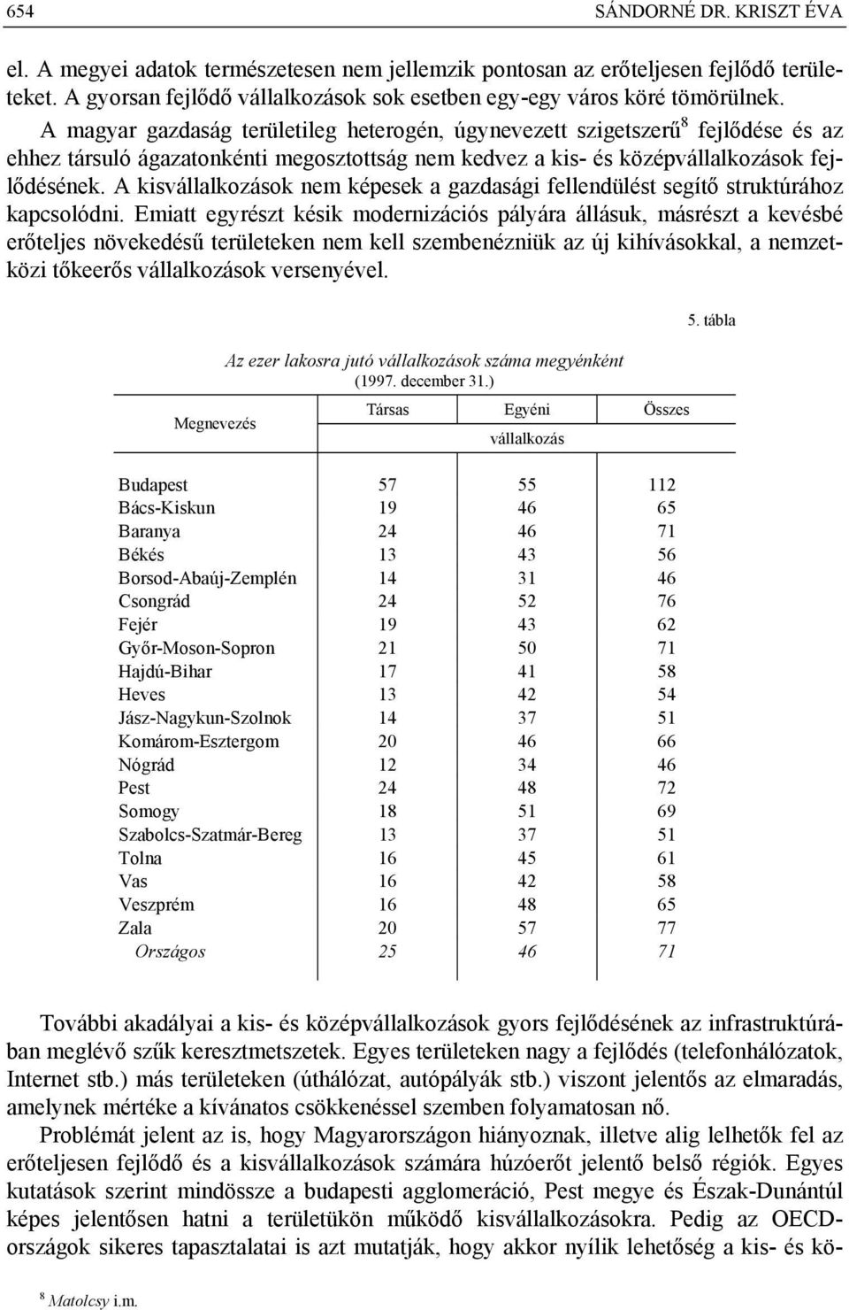 A kisvállalkozások nem képesek a gazdasági fellendülést segítő struktúrához kapcsolódni.