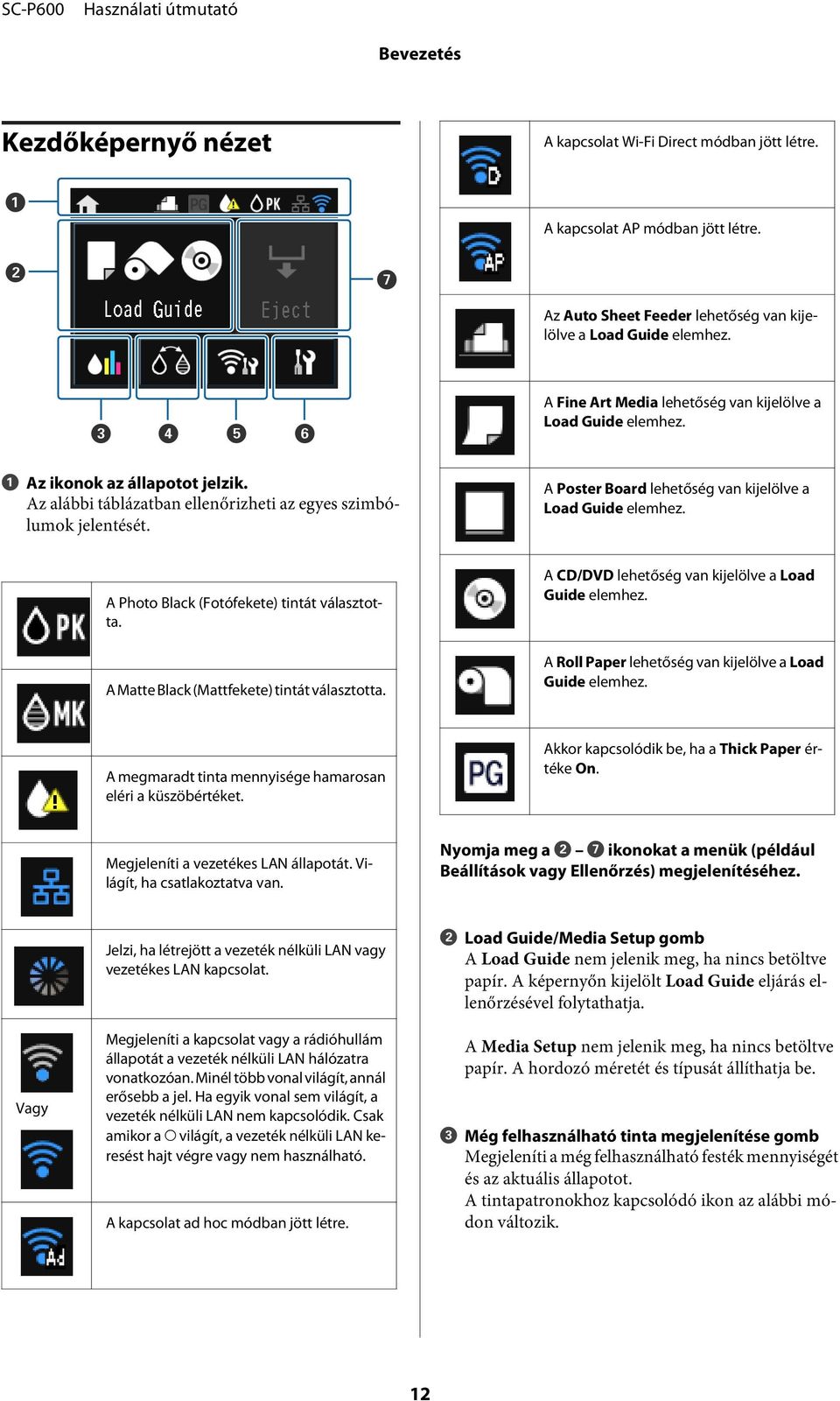 A Poster Board lehetőség van kijelölve a Load Guide elemhez. A Photo Black (Fotófekete) tintát választotta. A Matte Black (Mattfekete) tintát választotta.