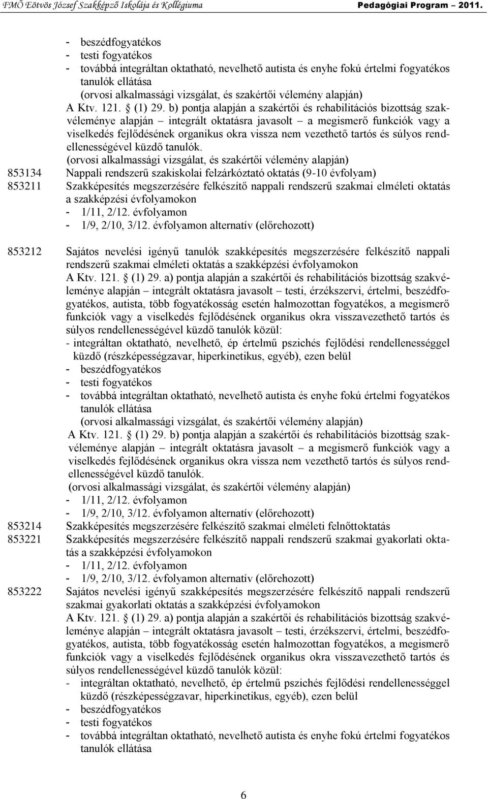 b) pontja alapján a szakértői és rehabilitációs bizottság szakvéleménye alapján integrált oktatásra javasolt a megismerő funkciók vagy a viselkedés fejlődésének organikus okra vissza nem vezethető