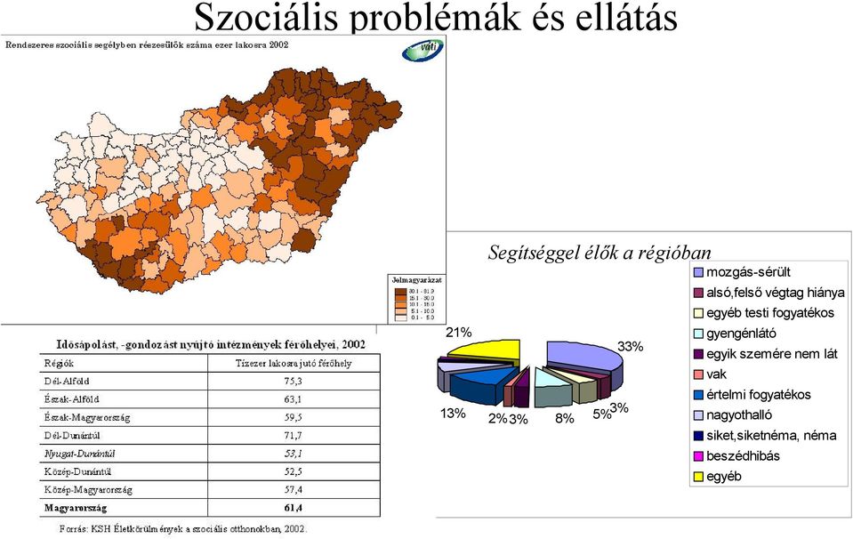 33% 2% 2% gyengénlátó egyik szemére nem lát vak 8% 13% 2% 3% 8%