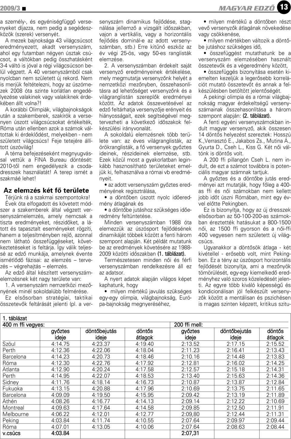 A 40 versenyszámból csak nyolcban nem született új rekord. Nem is merjük feltételezni, hogy az úszómezek 2008 óta szinte korlátlan engedélyezése valakinek vagy valakiknek érdekében állt volna?