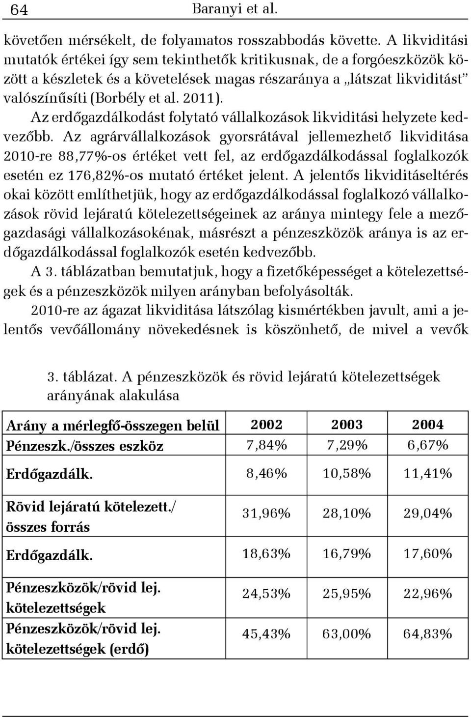 Az erdõgazdálkodást folytató vállalkozások likviditási helyzete kedvezõbb.