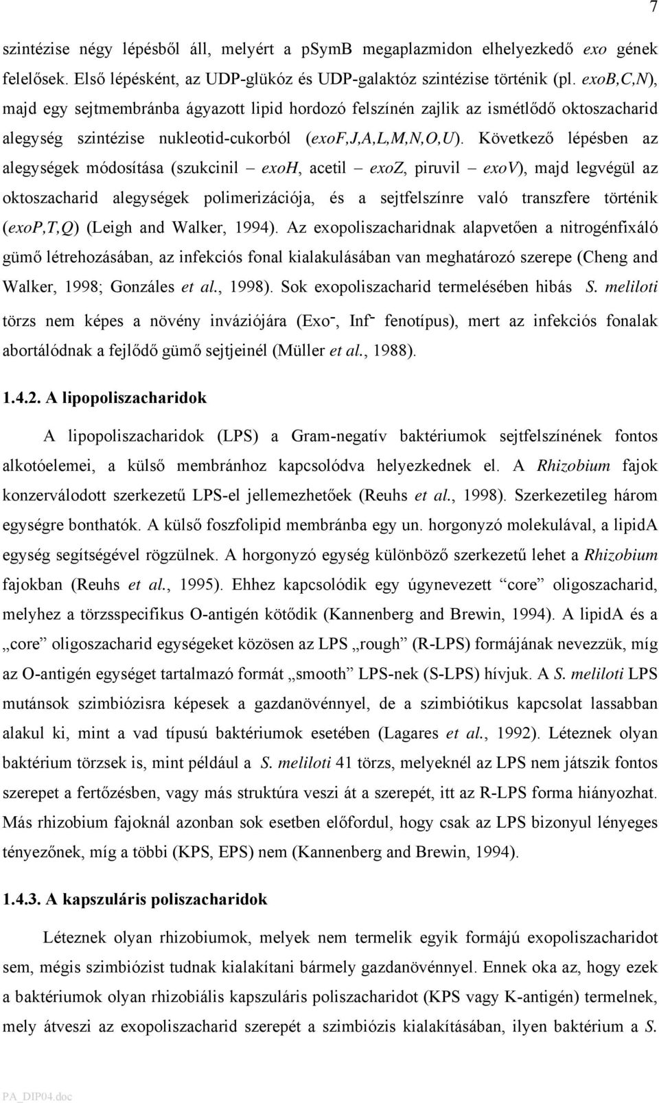 Következő lépésben az alegységek módosítása (szukcinil exoh, acetil exoz, piruvil exov), majd legvégül az oktoszacharid alegységek polimerizációja, és a sejtfelszínre való transzfere történik