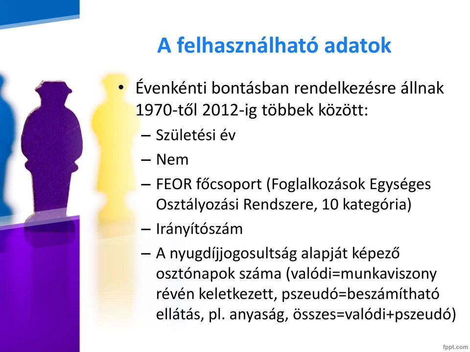 kategória) Irányítószám A nyugdíjjogosultság alapját képező osztónapok száma