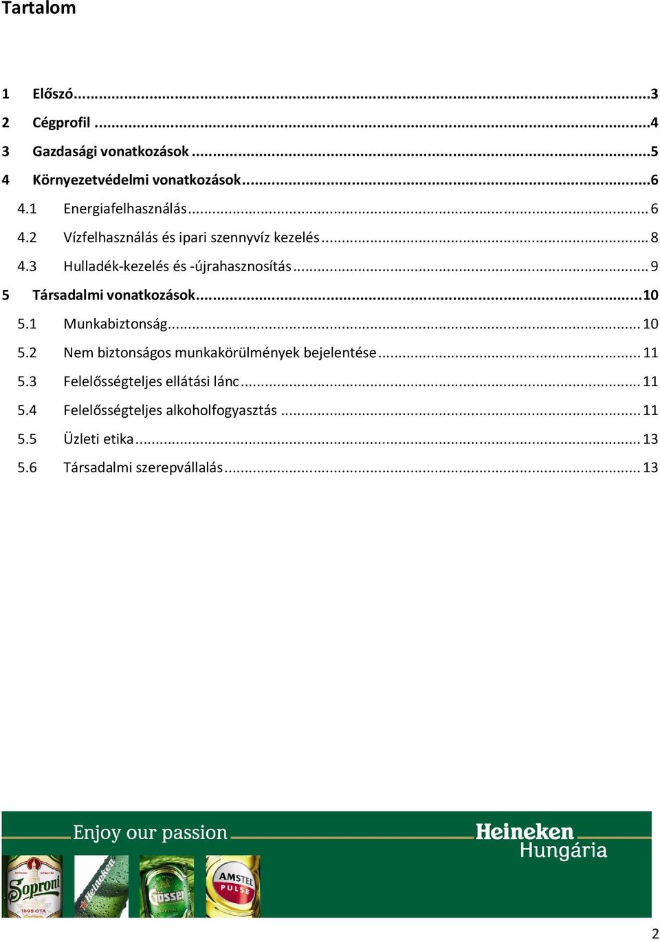 .. 9 5 Társadalmi vonatkozások... 10 5.1 Munkabiztonság... 10 5.2 Nem biztonságos munkakörülmények bejelentése... 11 5.