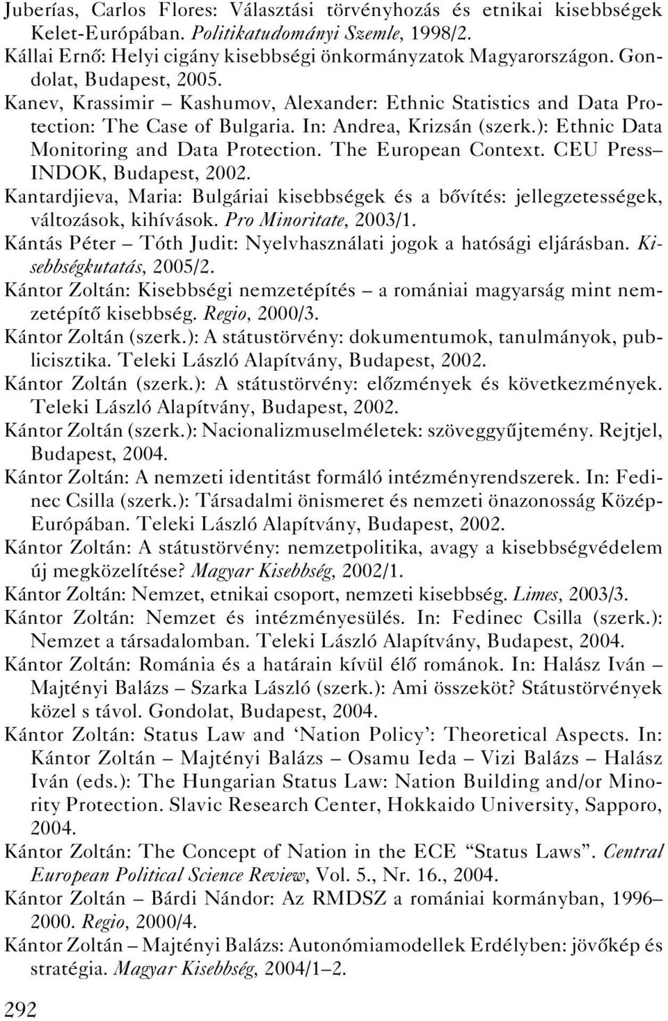 The European Context. CEU Press INDOK, Budapest, 2002. Kantardjieva, Maria: Bulgáriai kisebbségek és a bôvítés: jellegzetességek, változások, kihívások. Pro Minoritate, 2003/1.