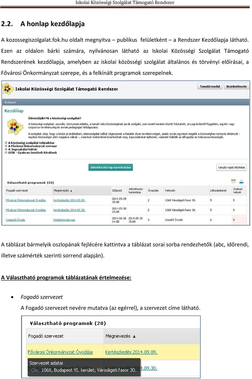 és törvényi előírásai, a Fővárosi Önkormányzat szerepe, és a felkínált programok szerepelnek.