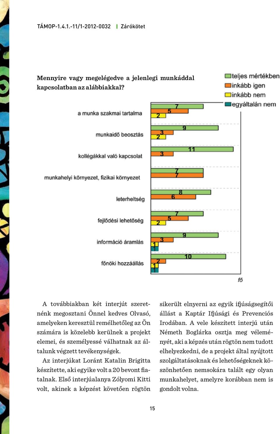 végzett tevékenységek. Az interjúkat Loránt Katalin Brigitta készítette, aki egyike volt a 20 bevont fiatalnak.