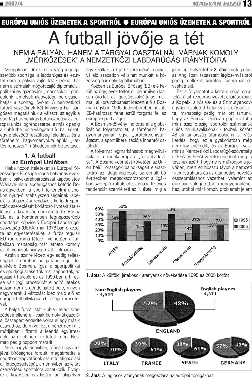 meccsekre gondolunk, amelyek alapvetôen befolyásolhatják a sportág jövôjét.