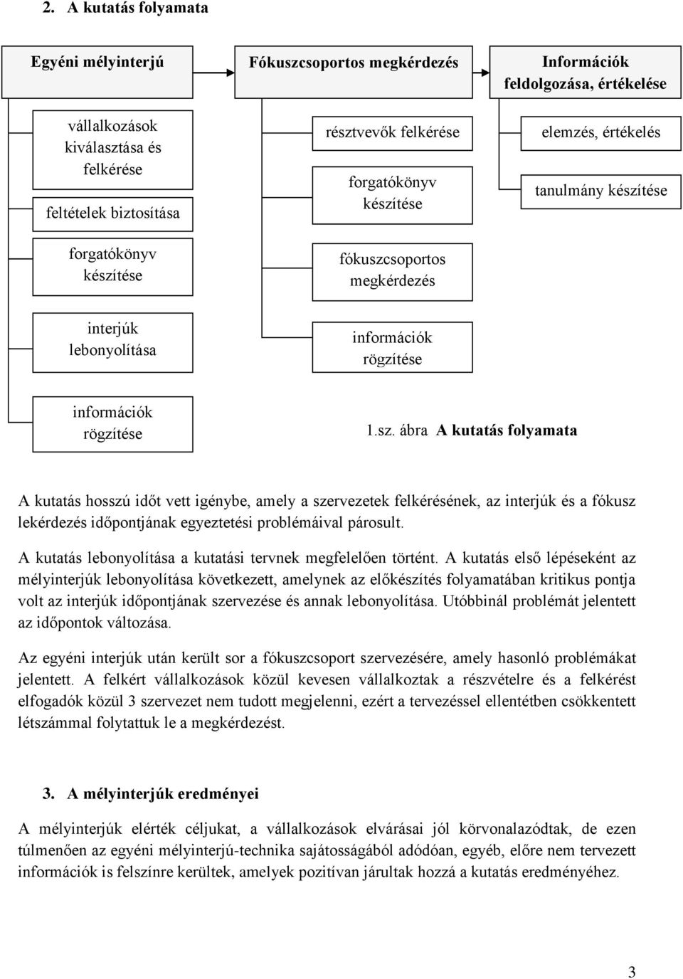 A kutatás lebonyolítása a kutatási tervnek megfelelően történt.