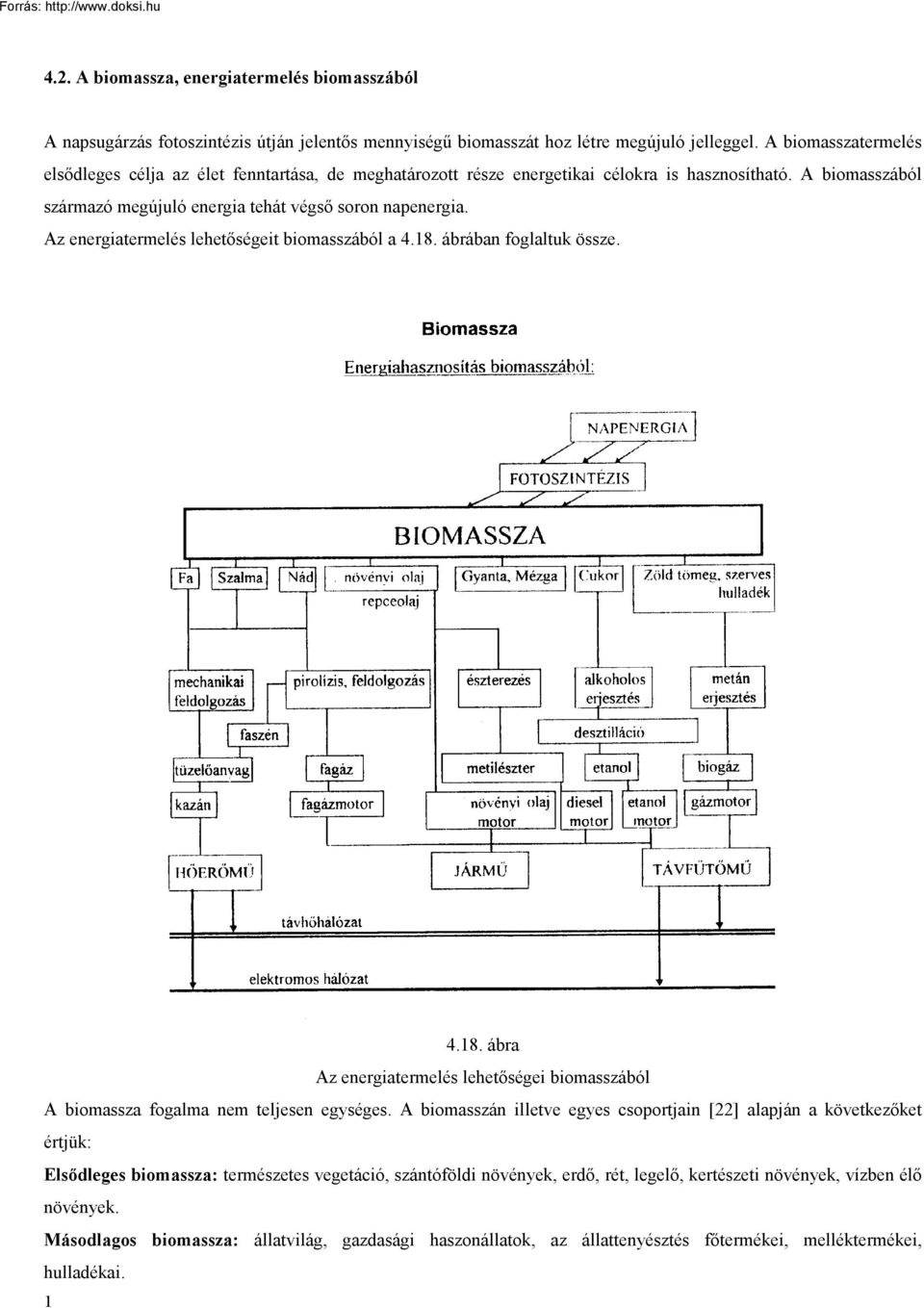 Az energiatermelés lehetőségeit biomasszából a 4.18. ábrában foglaltuk össze. 4.18. ábra Az energiatermelés lehetőségei biomasszából A biomassza fogalma nem teljesen egységes.